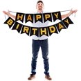 thumbnail image 1 of Happy Birthday Black Bunting Banner with Gold Letters Sparkling Glitter Garland for Dramatic Photo Booth Backdrop Picture Hanging Felt Cardstock Party Decorations, 1 of 8