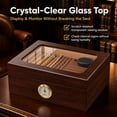 thumbnail image 6 of Doulami Handmade Cigar Humidor, featuring Cedar wood desktop box with built-in humidifier and hygrometer, glass top, and capacity for 50 cigars, in brown, 6 of 11