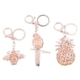 thumbnail image 6 of Shop LC Set of 3 Multi Color Crystal Enamelled Parrot Pineapple Bee Keychain in Rosetone Lobster Claw Car Bike Key Ring for Women Holder Gifts Christmas Gifts, 6 of 7