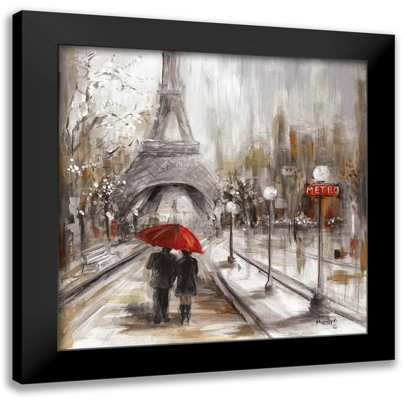 Dunlap, Marilyn 12x12 Black Modern Framed Museum Art Print Titled - Rainy Paris