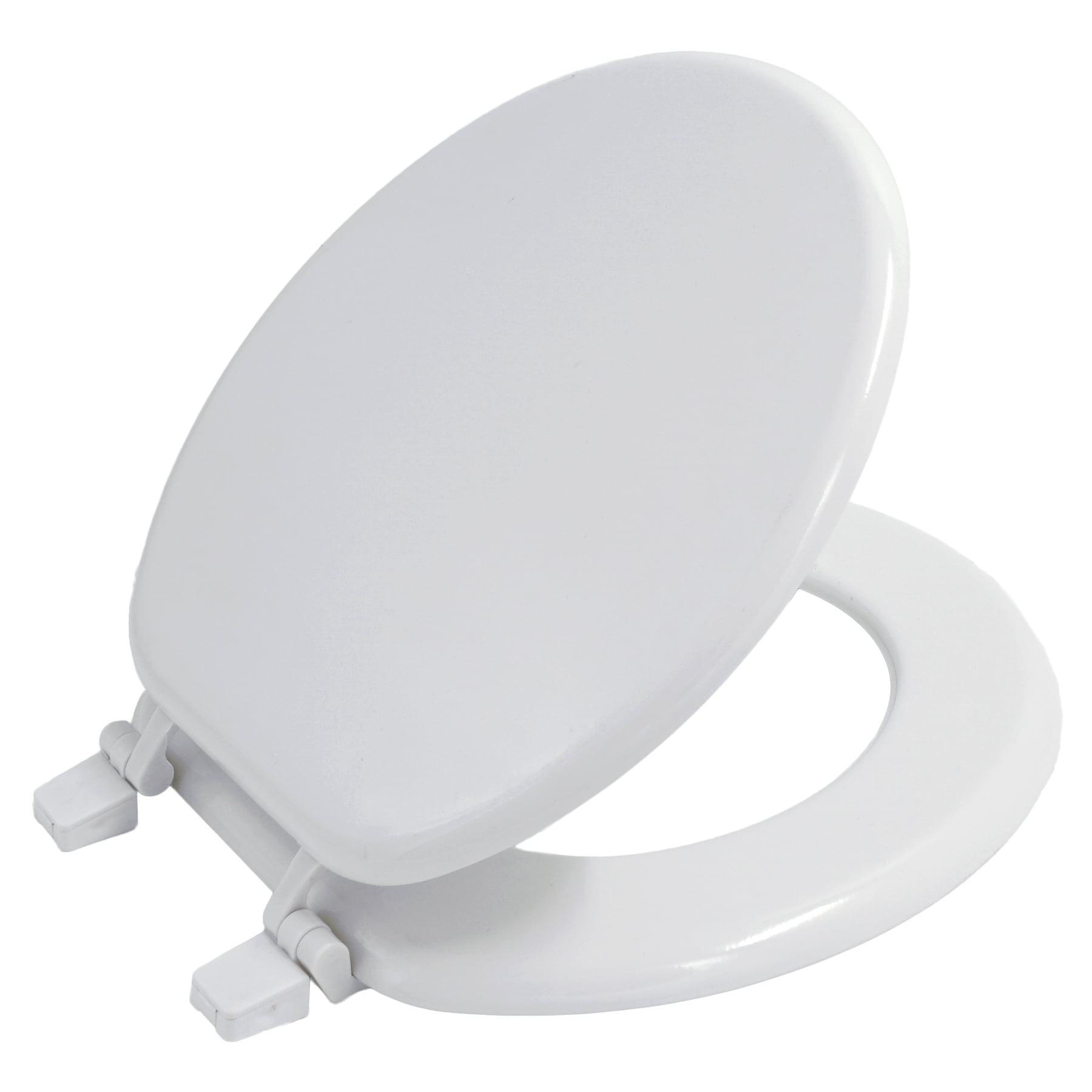 White Mayfair 44ECA-000 Round Molded Wood Toilet Seat with Easy-Clean Hinge 