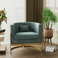 thumbnail image 3 of Apeaka Velvet Barrel Accent Chair, Lake Blue, 24.41" x 24.41" x 31", 3 of 6