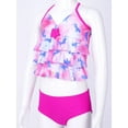thumbnail image 4 of inhzoy Kids Girls Fish Scales Printed Cross Back Swim Tops Bottoms Set Swimming Silhouette Pink 6, 4 of 7