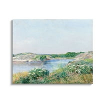Stupell Industries Rocky Shore Flower Bushes Ocean Inlet Scene Painting Gallery Wrapped Canvas Print Wall Art, Design by Lettered and Lined