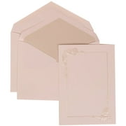 JAM Paper Wedding Invitation Set, Large, 5 1/2 x 7 3/4, White Card with Crystal Lined Envelope and Seashell Border Set, 50/pack