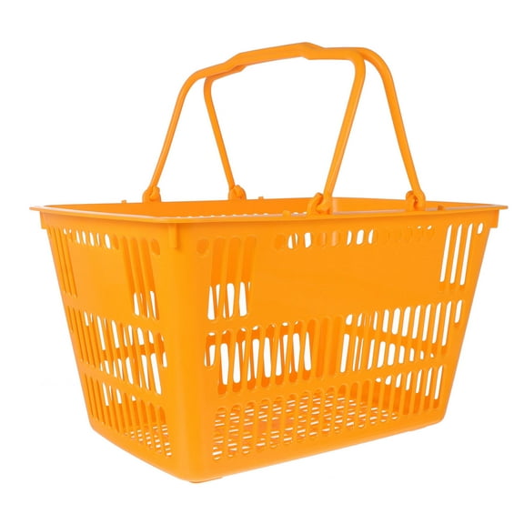 HOOWIFFY Portable Plastic Shopping Basket with Handles, Orange, 15.35 x 10.24 x 8.46 Inches, Lightweight and