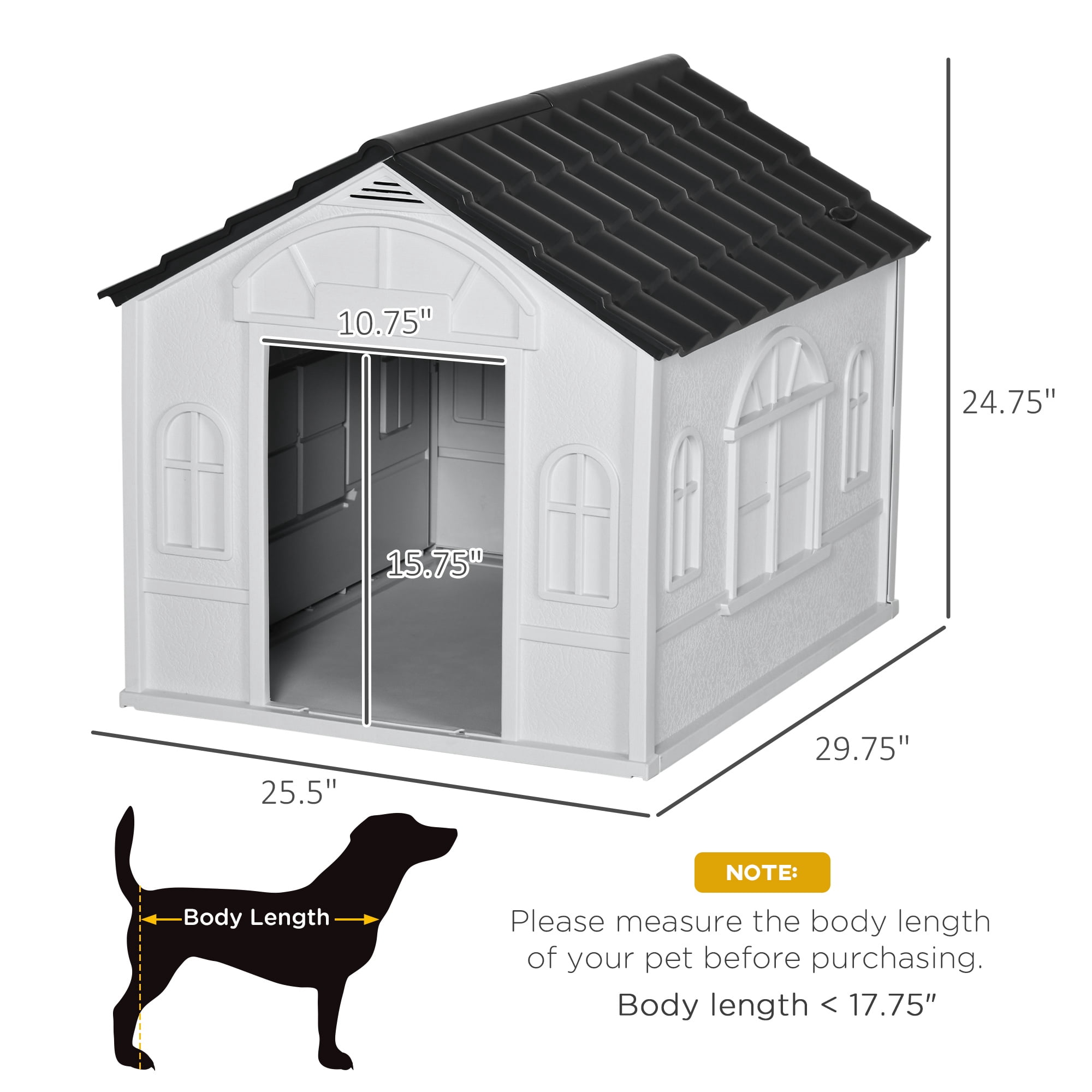 Dog House, Water Resistant Puppy Shelter with Door, Indoor & Outdoor Pet Kennel, Easy Assembly, Gray, for Small and Medium Dogs