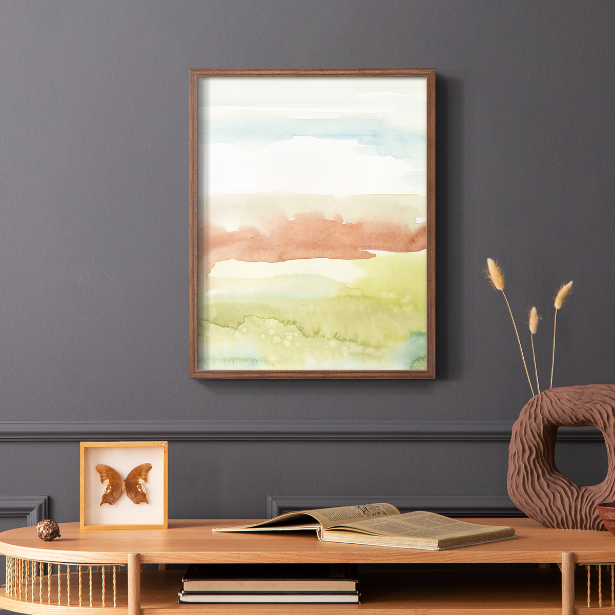 Blushing Sunrise II Framed Print in Brown Solid Wood Framed Print No Nail Hanging