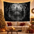 thumbnail image 3 of Monochromatic Overgrown Environment with Ornate Wrought Iron Gate, Spooky Gothic for Gothic Decor Fans, Dark Art Decor, Halloween Gift, Tapestry Wall Hanging for Bedroom and Dorm, 3 of 7