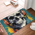 thumbnail image 4 of Rateoe Modern Hip-Hop Skull Pattern Flannel Door Mat Indoor Outdoor Entrance, Waterproof All-Weather Doormat,Fade Resistant, Low Profile Entryway Mat 16x24in, 4 of 7