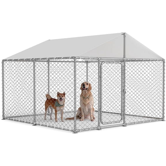 TIME RAY 7.5x7.5 Outdoor Dog Kennel Outside Heavy Duty Dog Enclosure with Waterproof UV-Resistant Cover and Security Lock