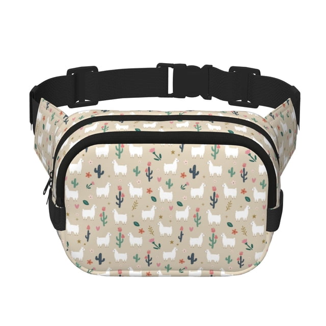 Disketp Cute Alpaca Riñonera de Doble Capa, Bolsa de Cintura Ajustable para Viajes, Correr y Senderismo, Riñonera Ligera para Hombre y Mujer