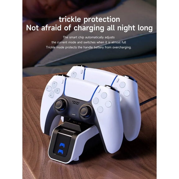 PS5 Controller Charger Station, Dual Charging Dock for PlayStation 5 DualSense & Edge Controllers, 2.5 Hour Fast Charging Stand with LED Indicator and Smart Protective Chip, Black