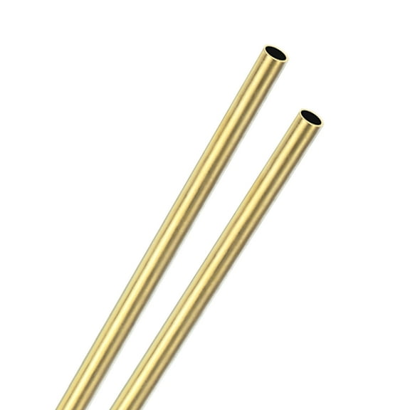 2-Pack 300mm Brass Round Tube, 6mm OD 0.2mm Wall Thickness Seamless Stainless Steel Tubing, Metal Straight Pipe[0.24x0.008x12IN]