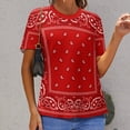 thumbnail image 6 of Red Paisley Bandana T Shirts Basic T-Shirt Short Sleeve Ladies Tee Shirt Summer Graphic Clothing, 6 of 6