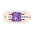 thumbnail image 2 of Clara Pucci 14K Rose Gold Princess Cut 1.5Ct Simulated Alexandrite Engagement Ring + Matching Band - Luxury Box Included, 2 of 7