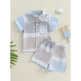 thumbnail image 4 of Toddler Newborn Baby Boys Gentleman Outfits Contrast Striped Collared Short Sleeve Shirts Elastic Waist Shorts 2Pcs Summer Clothes, 4 of 9