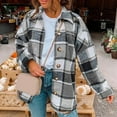 thumbnail image 7 of Lohuatrd Women Spring Autumn Plaid Print Shirt Coat Lapel Long Sleeve Single Breasted Casual Loose Blouse Jacket Cardigan Streetwear, 7 of 7