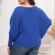 thumbnail image 5 of Suéter de cuello redondo para mujer, suéter grande liso con cuello redondo y hombros descubiertos, suéter holgado de punto a la moda para mujer, 5 of 5