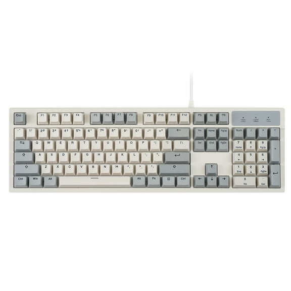 Perixx PERIBOARD-108M Wired Mechanical USB Keyboard, Full-Size, Gateron Brown Tactile Switches, Retro Gray/White, US English Layout