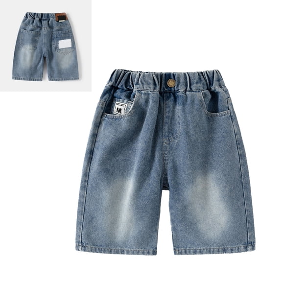 Jean Shorts for Boys Straight Leg Loose Boys Elastic Waist Shorts Boys 4-5 Years