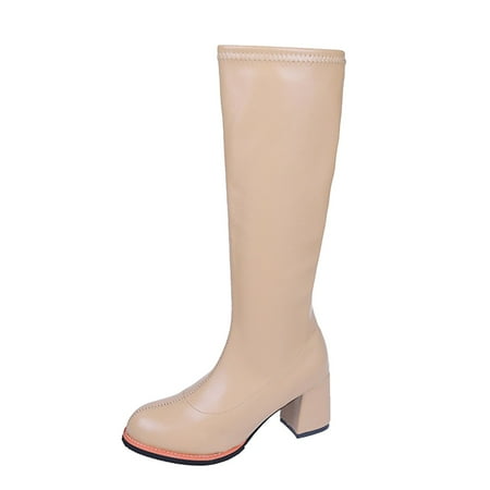 

fvwitlyh Knee High Boots Women High Heel Sandals for Women Size 9 Fashion Autumn Women Knee Boots Thick Heel Middle Sexy High Heels for Women for Sexy