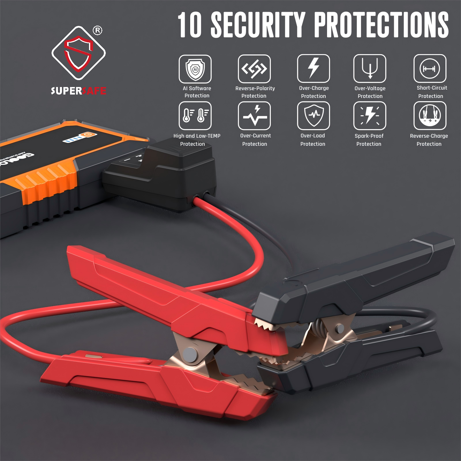 GOOLOO 4000A Jump Starter – 12V Portable Booster For Gas/Diesel (Up To 12L Gas/10L Diesel)