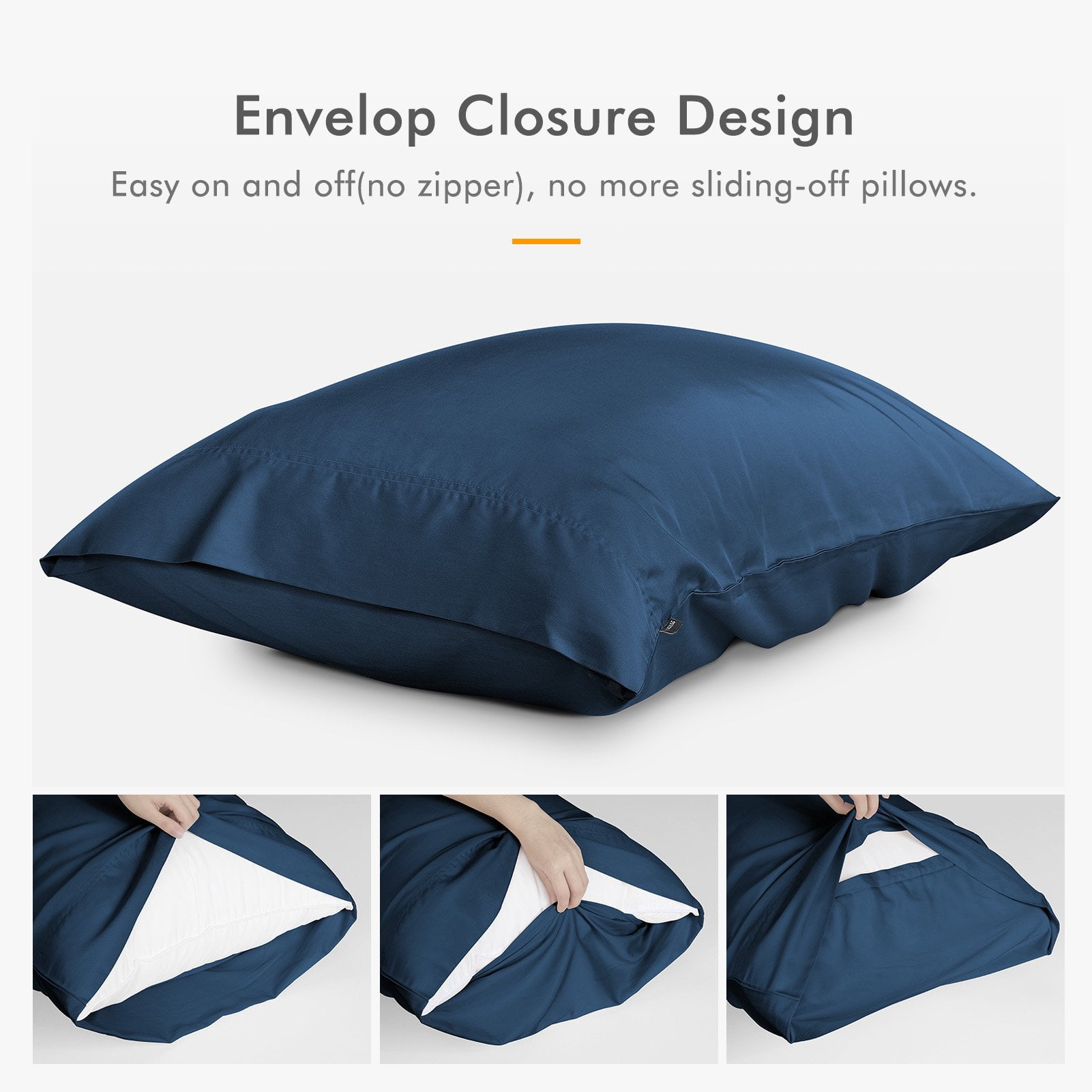 SORMAG Bamboo Cooling Pillowcases Queen Pillow Cases Set of 2 Pack,20x30 inches, Navy Blue