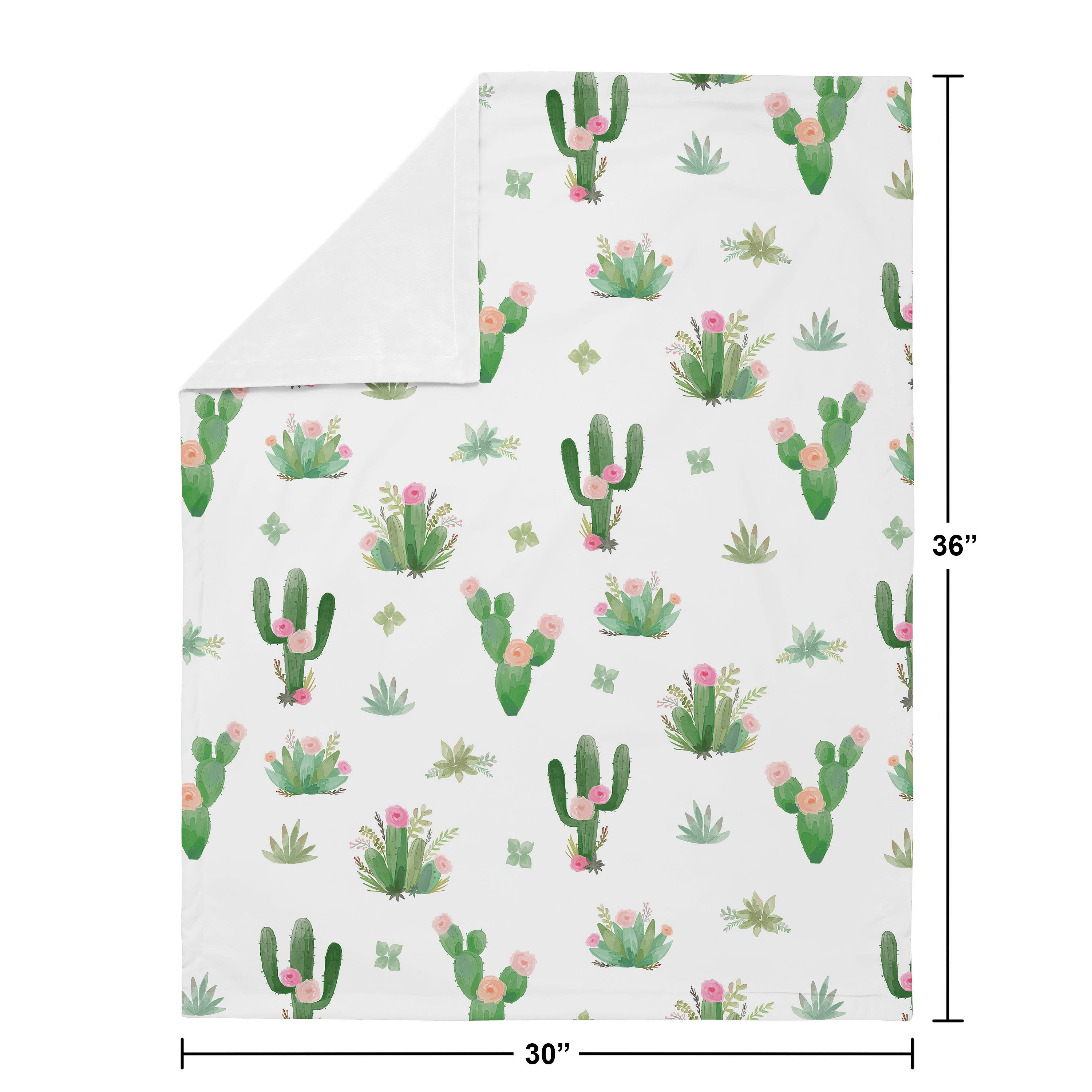 Sweet Jojo Designs Cactus Floral Pink Green and Grey Baby Security Blanket