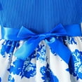 thumbnail image 5 of WOYY Little Girls Cotton Bowknot Ribbed Dress Ruffle Sleeves A Line Dress, Sizes 3-7, 5 of 6