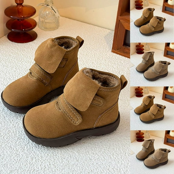 Miluxas Kids Snow Boots Boys Girls Winter Warm Outdoor Slip Resistant Cold Weather Unisex Shoes (Toddler/Little Kid/Big Kid) Khaki 2.5(37)