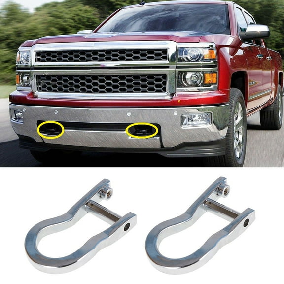 Pair of Chrome Tow Hooks Fit for GMC Sierra 1500, Chevrolet Silverado 1500 2007-2019