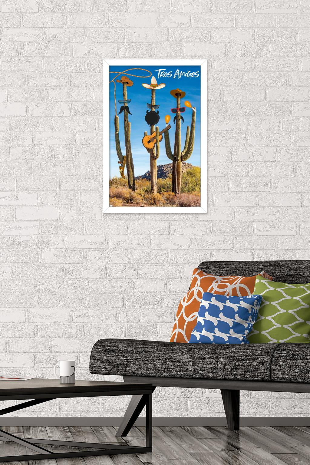 Cactus -Tres Amigos Wall Poster, 14.725" x 22.375", Framed
