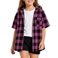 thumbnail image 3 of JAJAHO Girls Flannel Shirt Kids Plaid Hoodie Short Sleeve Button Down Shirts For 4-14 Years, 3 of 6