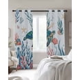 thumbnail image 4 of Turtle Coastal Blackout Curtains for Bedroom Living Room Darkening Curtains 54 Inch Long Summer Beach Ocean Shell Jellyfish Starfish Short Curtain for Small Window Treatment Grommet Drapes 42"x54"x2, 4 of 9
