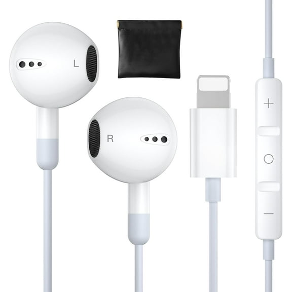 Lightning Headphones Wired Earphones for iPhone, [𝐀𝐩𝐩𝐥𝐞 MFi Certified] HiFi Stereo Headphone Wired in-Ear Earbuds Built-in Microphone & Volume Control for iPhone 14/13/SE/12/11/XR/8/7/XS