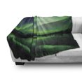 thumbnail image 3 of Iceland Soft Flannel Fleece Blanket, Aurora Borealis View over Lake Thingvellir National Park Nature Print, Cozy Plush for Indoor and Outdoor Use, 60" x 80", Sea Green and Night Blue, by Ambesonne, 3 of 6