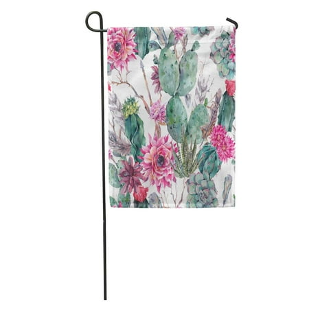 Decorative Feather Flags SIDONKU Exotic Natural Vintage Watercolor in Boho Cactus Succulent Flowers Twigs Feathers and Arrows Botanical Garden Flag Decorative Flag House Banner 12x18 inch ()