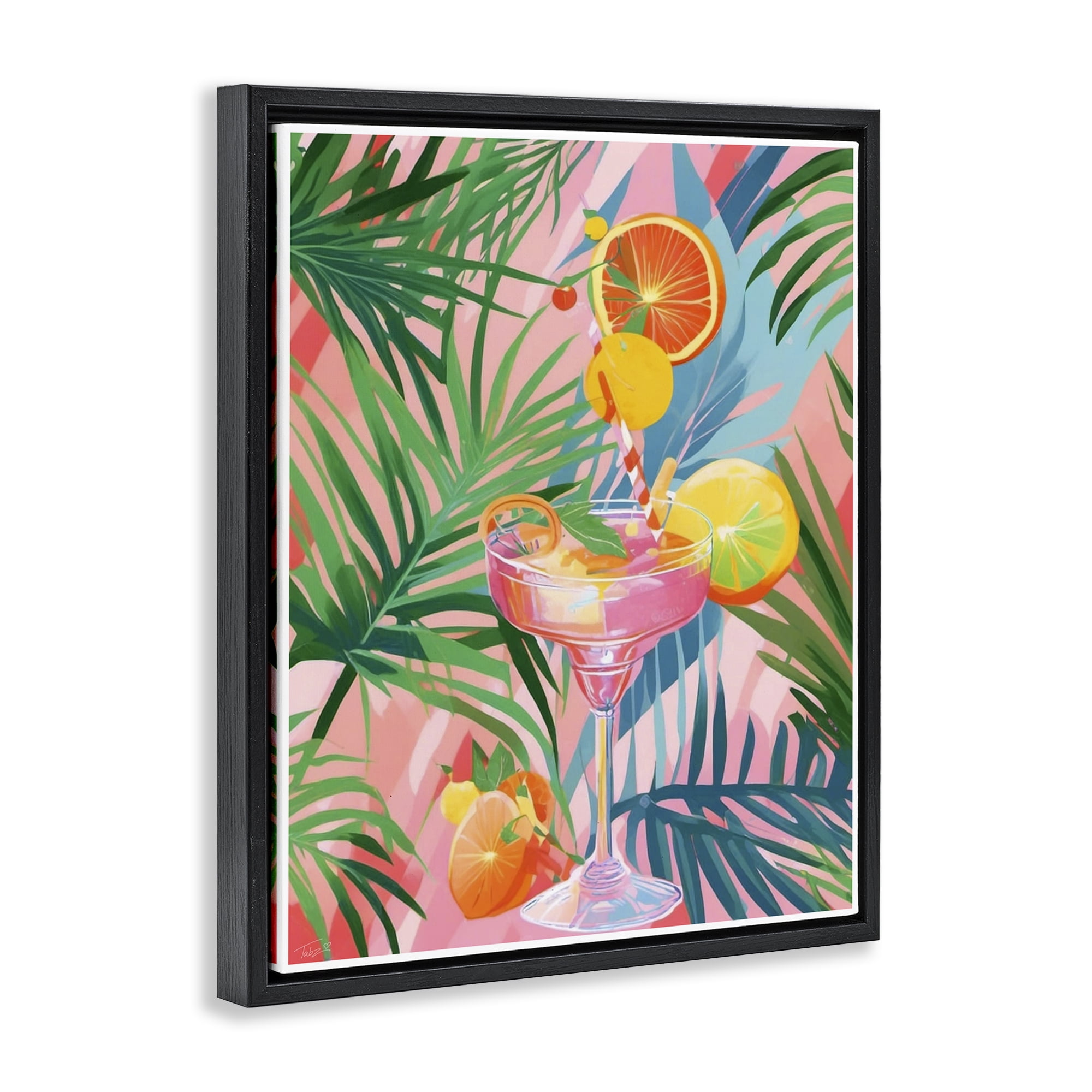 Stupell Industries Jungle Citrus Cocktail Black Framed Floater Canvas Wall Art, design by Tabz Jones