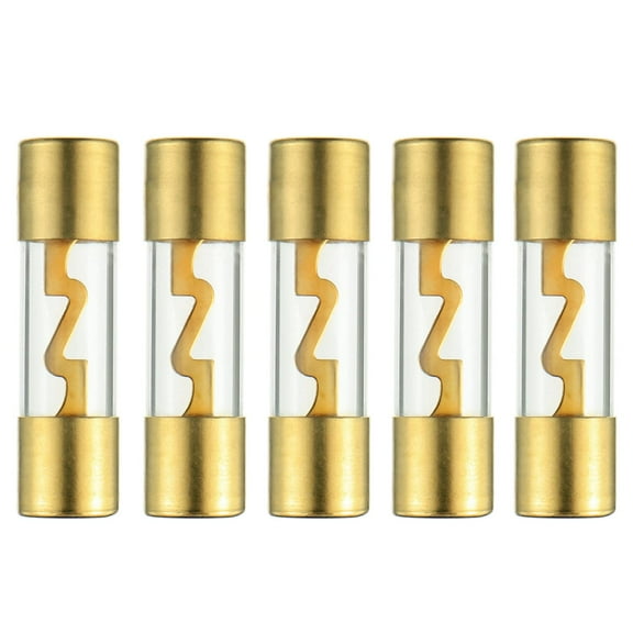 100A Gold Plated Glass Car Audio AGU Fuse for Car/Auto/Marine Audio Stereo Amplifier Power Protection (Pack of 5)