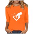 thumbnail image 1 of Dadaria Hauts pour Femmes Chemise Orange Manches 3/4 T-Shirt Col Rond Grande Taille Tee Été Chandail Blouses S, 1 of 5