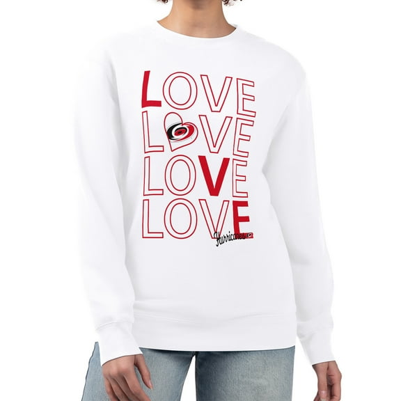 Women's G-III 4Her by Carl Banks White Carolina Hurricanes Lots Of Love Team Logo Graphic Pullover Sweatshirt