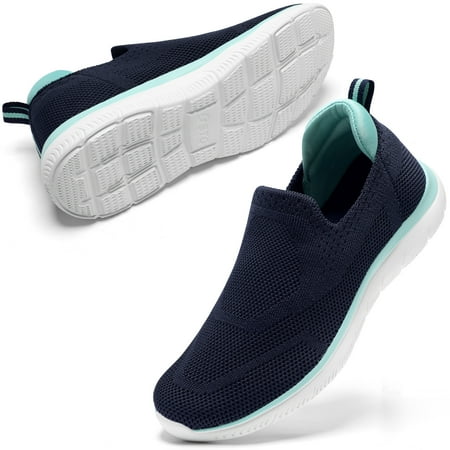 

STQ Slip on Shoes for Women Breathable Walking Sneakers Navy Teal US 5.5