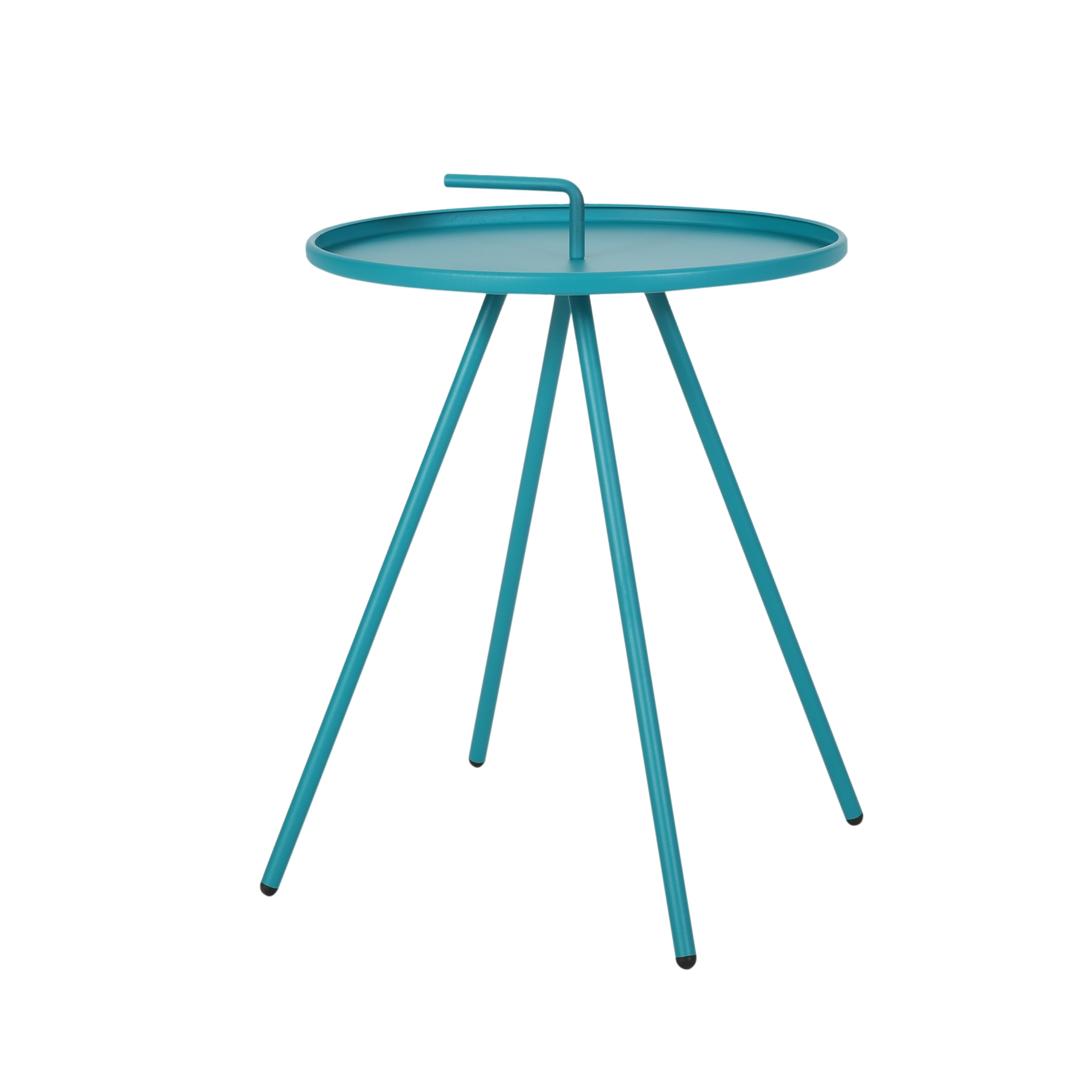 Armani Outdoor Modern 16.5" Side Table with Steel Legs, Teal