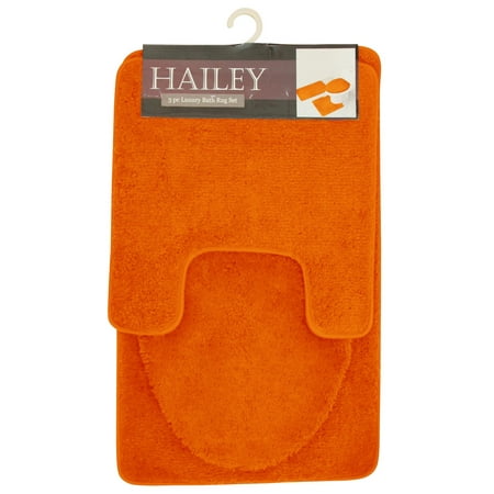 Hailey 3 Piece Bathroom Rug Set, Bath Mat, Contour Rug, Toilet Seat Lid Cover