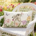 thumbnail image 2 of Yhmxh Easter Bunny Throw Pillow Cover, 12 x 20 Inch Cute Rabbit Rectangle Linen Cushion Case, Wildflowers Throw Pillow Case Decoration, Holiday Farmhouse Decoration for Bed Sofa Couch, 2 of 7