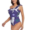thumbnail image 4 of Balery Cute Dog One Shoulder Swimsuits for Women Ruffle Swimsuits Tummy Control One Shoulder Bathing Suits-X-Large, 4 of 8