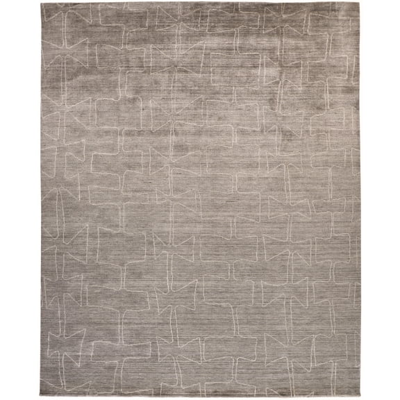 Feizy Lennox Modern Abstract, Gray/Taupe/Ivory, 2' x 3' Accent Rug Sheen Handmade Casual Trellis & Lattice Design Carpet for Living Dining Bed Room
