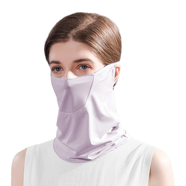 Máscara de protección solar de seda helada, anti-ultravioleta, cubierta para el cuello de secado rápido, protección facial, pañuelo para la cabeza montado en las orejas