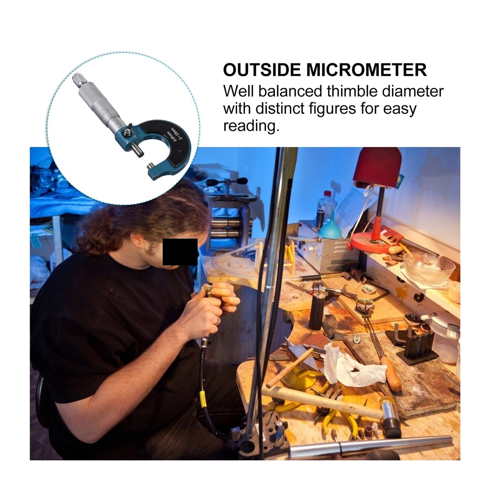 Micrometer Mechanic Tools Screw Caliper Measuring Outer Diameter Outside Carbon Steel Metric Thickness Gauge ,Precision Measuring